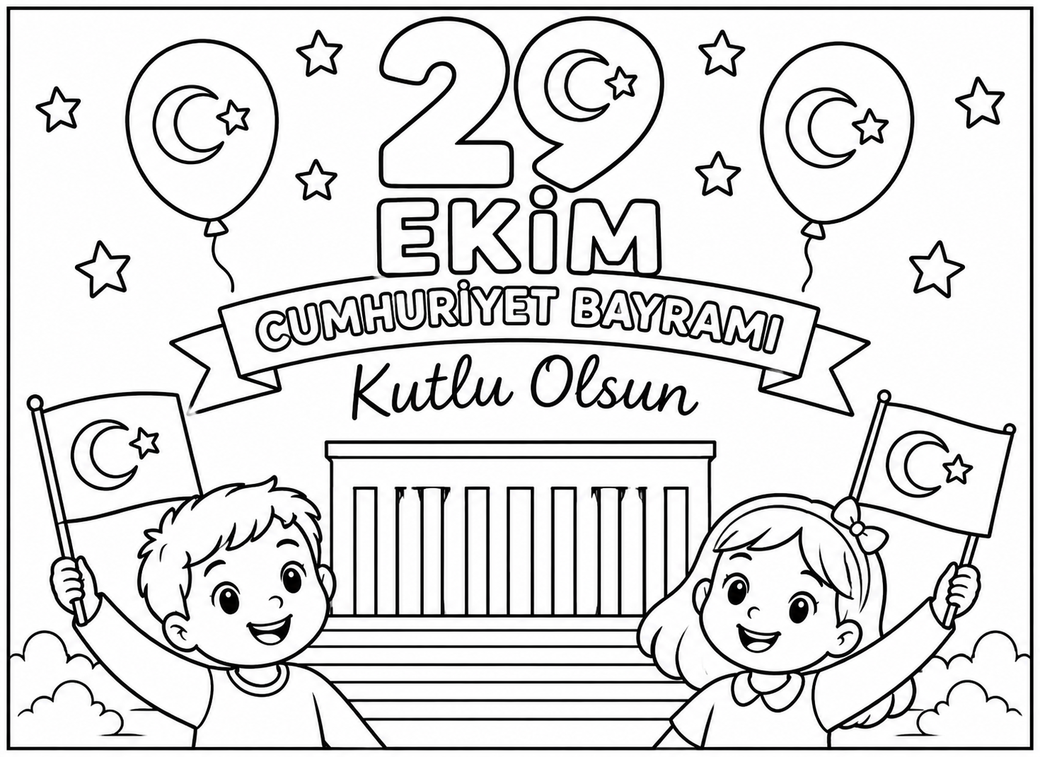 29 Ekim Cumhuriyet Bayramı Boyama Etkinliği – Bayraklı Çocuklar ve Anıtkabir