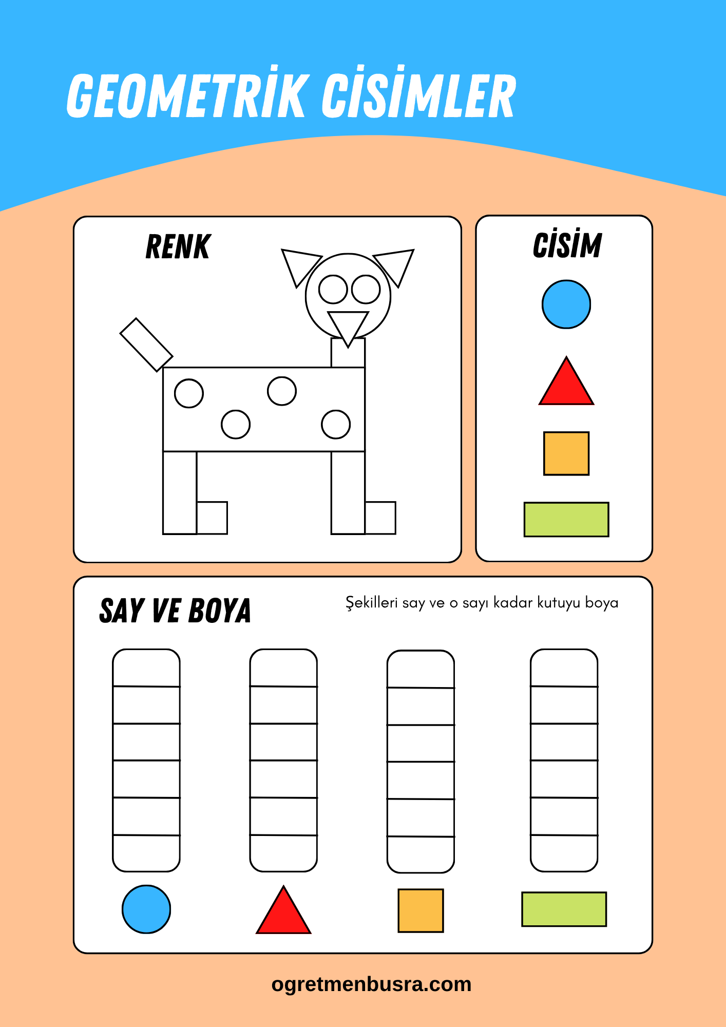 1. ve 2. Sınıf Sayma ve Geometrik Şekil Oluşturma Etkinliği  | Matematik Çalışma Kağıdı